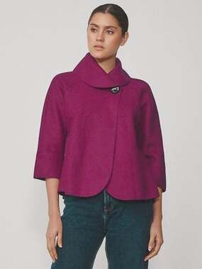 Anntarah Audrey Jacket Women's Size M Magenta Baby Alpaca Wool Coat Lightweight